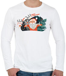printfashion Karácsonyi minta - télapó és rénszarvas_Rajztábla 1 - Férfi hosszú ujjú póló - Fehér (5692109)