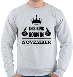printfashion Ez a király novemberben született - Férfi pulóver - Sport szürke (1392406)