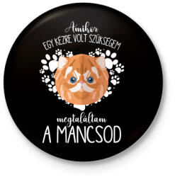 printfashion Megtaláltam a mancsod - Macska - Kitűző, hűtőmágnes - Fekete (5454961)