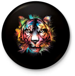 printfashion Színes tigris - Kitűző, hűtőmágnes - Fekete (8047560)