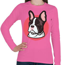 printfashion Francia bull - Női hosszú ujjú póló - Rózsaszín (5113867)