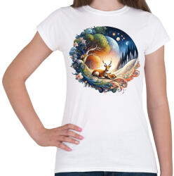 printfashion Őzmama a gidájával - Női póló - Fehér (16030911)