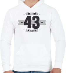 printfashion b-day-43-dark-lightgrey - Férfi kapucnis pulóver - Fehér (511434)