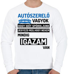 printfashion AUTÓSZERELŐ VAGYOK. . . 2 - Férfi pulóver - Fehér (12087407)