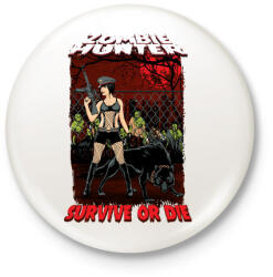 printfashion Zombi vadász - Kitűző, hűtőmágnes - Fehér (3074620)