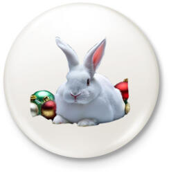 printfashion karácsonyi nyuszi - Kitűző, hűtőmágnes - Fehér (15149302)