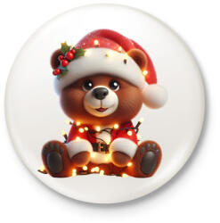 printfashion Cuki karácsonyi maci - Kitűző, hűtőmágnes - Fehér (15243048)