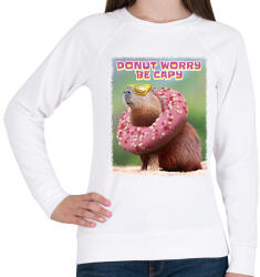printfashion Donut worry be Capy - Női pulóver - Fehér (13607219)