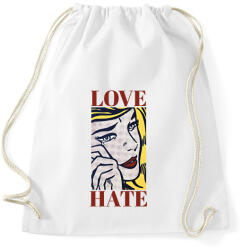 printfashion Love, Hate - Pop art - Sportzsák, Tornazsák - Fehér (7102325)