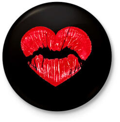 printfashion Love Mouth Kiss - Kitűző, hűtőmágnes - Fekete (3916112)