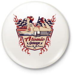 printfashion Atomi garázs - Kitűző, hűtőmágnes - Fehér (3073553)