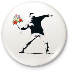 printfashion Banksy - Kalocsai csokor - Kitűző, hűtőmágnes - Fehér (7083144)