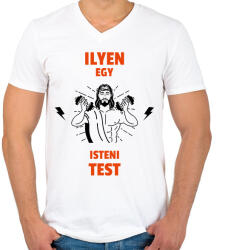 printfashion ISTENI TEST - Férfi V-nyakú póló - Fehér (10739347)