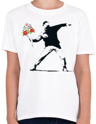 printfashion Banksy - Kalocsai csokor - Gyerek póló - Fehér (7082610)