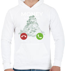 printfashion Money is calling - Férfi kapucnis pulóver - Fehér (14268532)