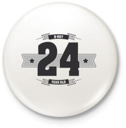 printfashion b-day-24-dark-lightgrey - Kitűző, hűtőmágnes - Fehér (3076375)
