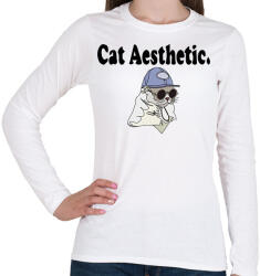 printfashion cat aesthetic - Női hosszú ujjú póló - Fehér (12644136)