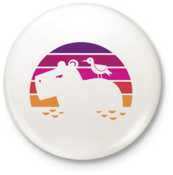printfashion Capybara retro - Kitűző, hűtőmágnes - Fehér (13589243)