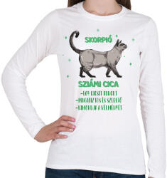 printfashion Skorpió - Sziámi cica - Női hosszú ujjú póló - Fehér (13337914)