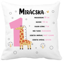 printfashion Baba adatok (lány) - Párnahuzat, Díszpárnahuzat - Fehér (8097472)
