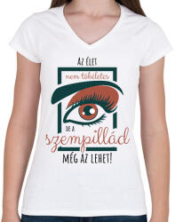 printfashion Az élet nem tökéletes - Női V-nyakú póló - Fehér (6550790)