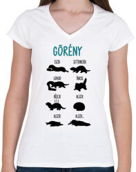 printfashion Görény - Női V-nyakú póló - Fehér (10963398)