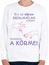 printfashion Egy nő teljesen ártalmatlan ameddig. . . - Gyerek pulóver - Fehér (6557084)