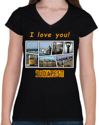 printfashion i love you budapest - Női V-nyakú póló - Fekete (1715148)