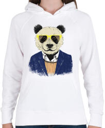 printfashion Hipster Panda - Női kapucnis pulóver - Fehér (1252830)