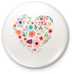 printfashion Virág szív - Kitűző, hűtőmágnes - Fehér (6538809)