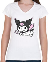 printfashion kuromi - Női V-nyakú póló - Fehér (16008677)