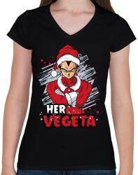 printfashion Her Vegeta - Női V-nyakú póló - Fekete (417679)