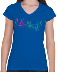 printfashion Lil Pump színes - Női V-nyakú póló - Királykék (5683617)