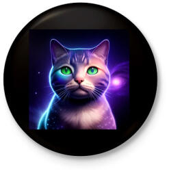 printfashion Galaxy Cat - Kitűző, hűtőmágnes - Fekete (14002456)