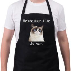 printfashion Örülök, hogy látlak - Kötény - Fekete (4935663)