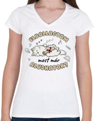 printfashion Most már aludhatok? - Női V-nyakú póló - Fehér (13564762)