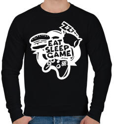 printfashion eat sleep game repeat - Férfi pulóver - Fekete (16649116)