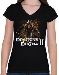 printfashion Dragons dogma 2 - Női V-nyakú póló - Fekete (16815723)