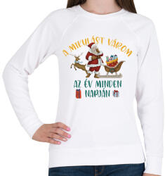 printfashion A mikulást várom - Női pulóver - Fehér (9621988)