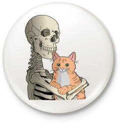 printfashion Cicás leszek amíg élek (vörös cicával) - Kitűző, hűtőmágnes - Fehér (14452477)