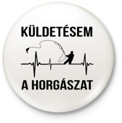 printfashion Küldetésem a horgászat - Kitűző, hűtőmágnes - Fehér (3077788)