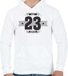printfashion b-day-23-dark-lightgrey - Férfi kapucnis pulóver - Fehér (507871)