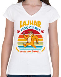 printfashion Futó csapat - Női V-nyakú póló - Fehér (13696363)