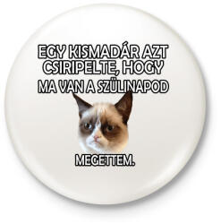 printfashion Szülinapi Grumpy Cat - Kitűző, hűtőmágnes - Fehér (4776640)