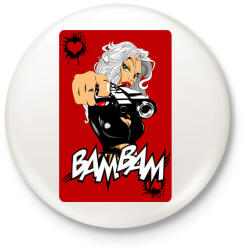 printfashion Bam Bam - Kitűző, hűtőmágnes - Fehér (3904772)