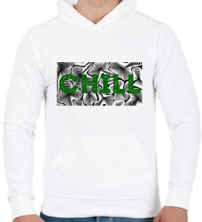 printfashion Sötétzöld CHILL - Férfi kapucnis pulóver - Fehér (13909451)