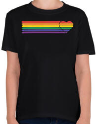 printfashion Szivárvány szív - Gyerek póló - Fekete (9678834)