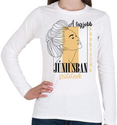 printfashion A legjobb fodrász - Hónappal (fekete) - Női hosszú ujjú póló - Fehér (7315473)