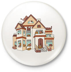 printfashion Cica ház - Kitűző, hűtőmágnes - Fehér (13498912)