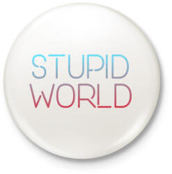 printfashion Stupid World - Kitűző, hűtőmágnes - Fehér (3087738)